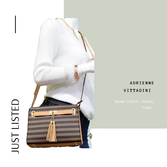 Brown stripe Tassel Purse - Picture 2 of 7